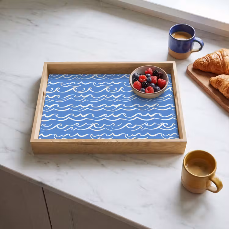 Plateau - Bleu - Blanc - Simple - Dessiné - Vagues — 4