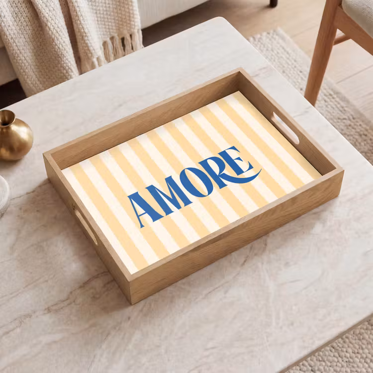 Plateau - Bleu - Jaune - Rayures - Amore — 2