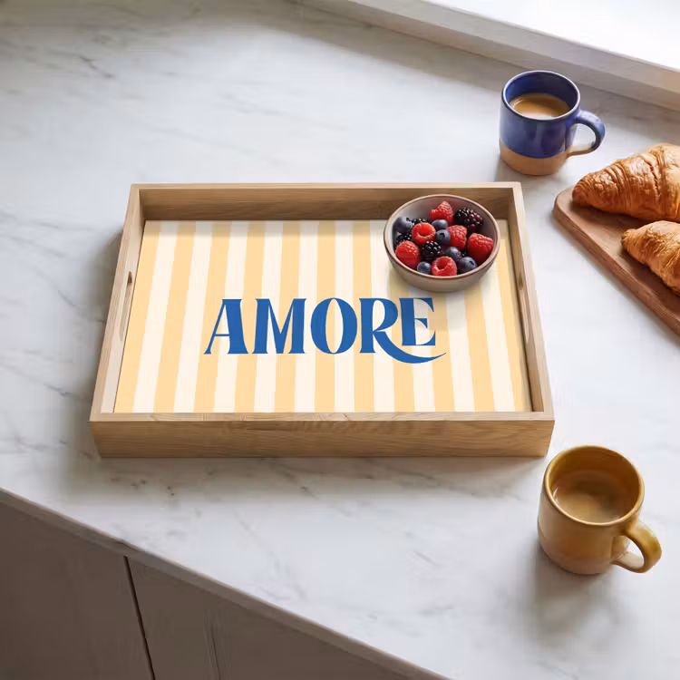 Plateau - Bleu - Jaune - Rayures - Amore — 4