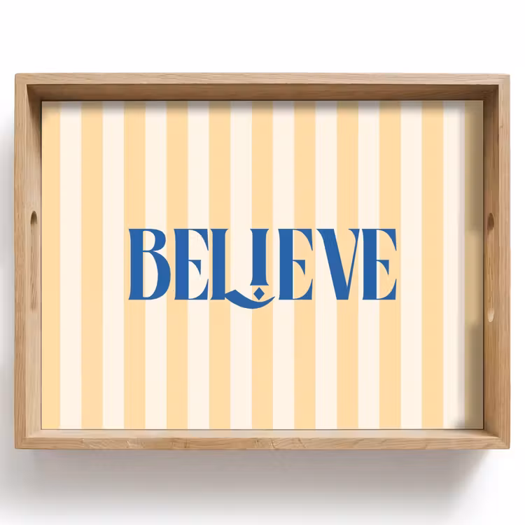 Plateau - Bleu - Jaune - Rayures - Believe — 1