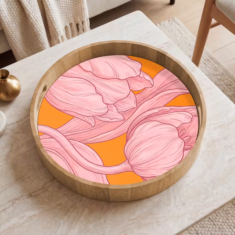 Plateau - Fleurs roses - Moderne — 2