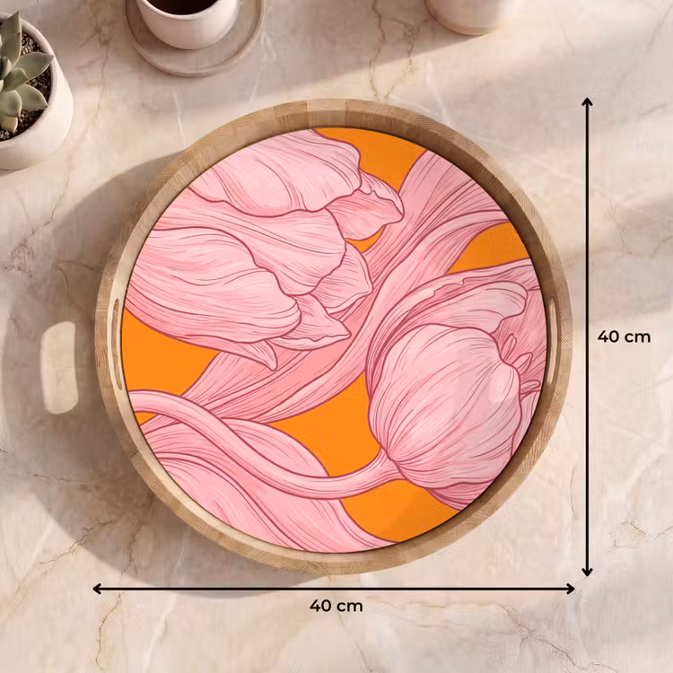 Plateau - Fleurs roses - Moderne — 9