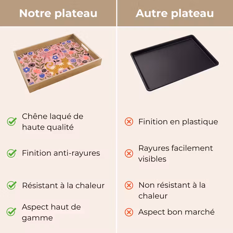 Plateau - Chat - Fleurs - Animaux - Moderne - Rose — 3