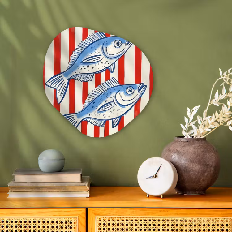 Forme organique - Forex - Poisson - Rayures verticales - Bleu - Rouge — 2
