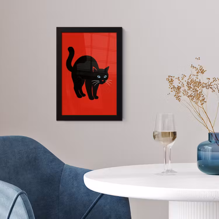 Poster avec cadre - Chat - Noir - Queue — 2