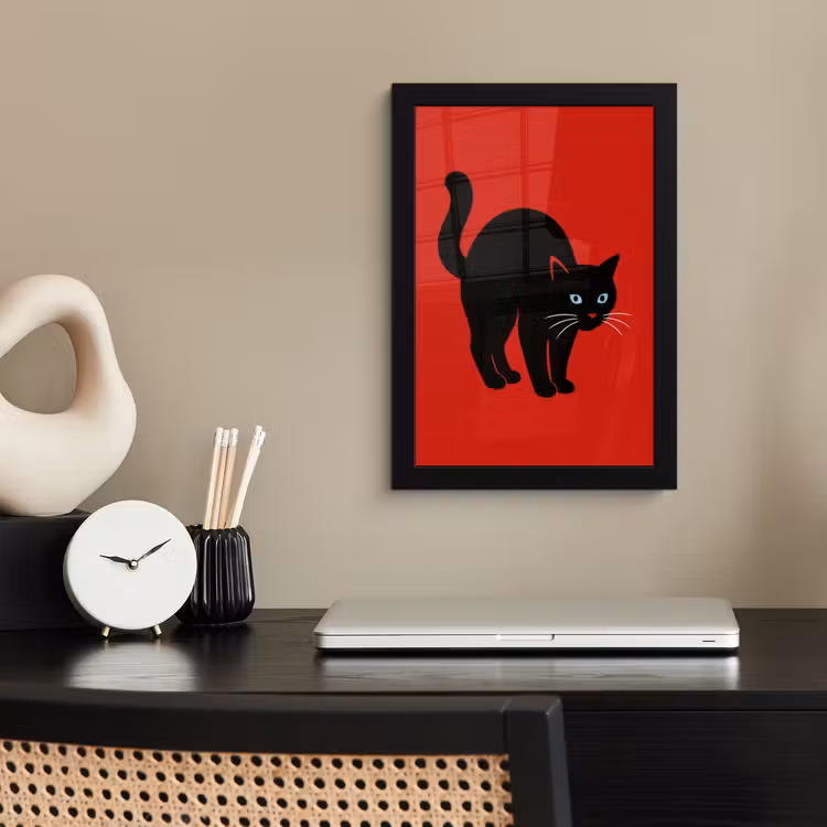 Poster avec cadre - Chat - Noir - Queue — 3