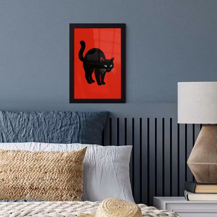 Poster avec cadre - Chat - Noir - Queue — 4