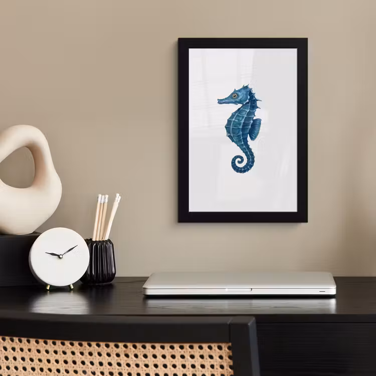 Poster avec cadre - Hippocampe - Queue - Bleu — 3