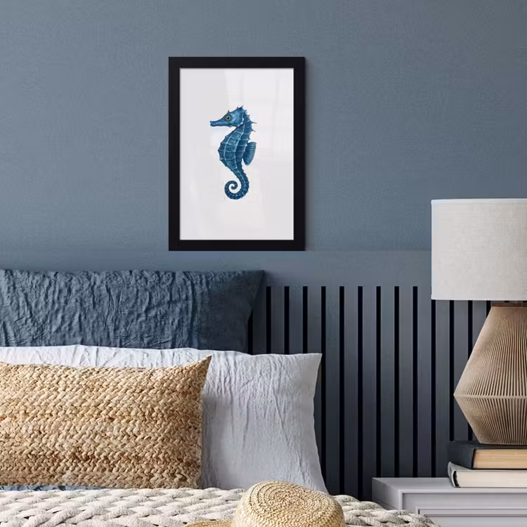 Poster avec cadre - Hippocampe - Queue - Bleu — 4