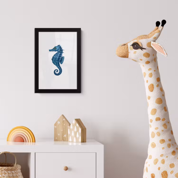 Poster avec cadre - Hippocampe - Queue - Bleu — 5