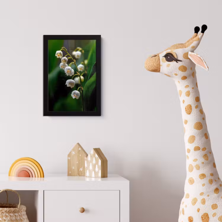 Poster avec cadre - Fleurs - blanches - feuilles - lys — 5