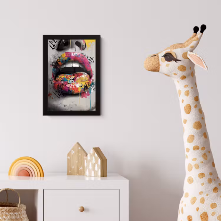 Poster avec cadre - Lèvres - Graffiti - Expressif — 5
