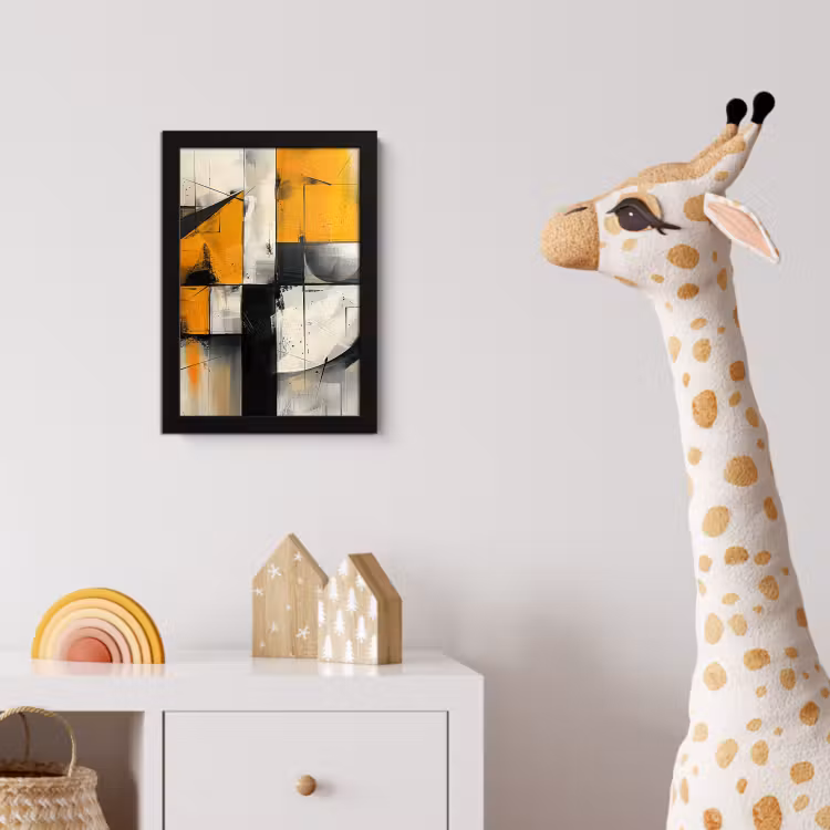 Poster avec cadre - Jaune - Abstrait - Moderne - Formes — 5