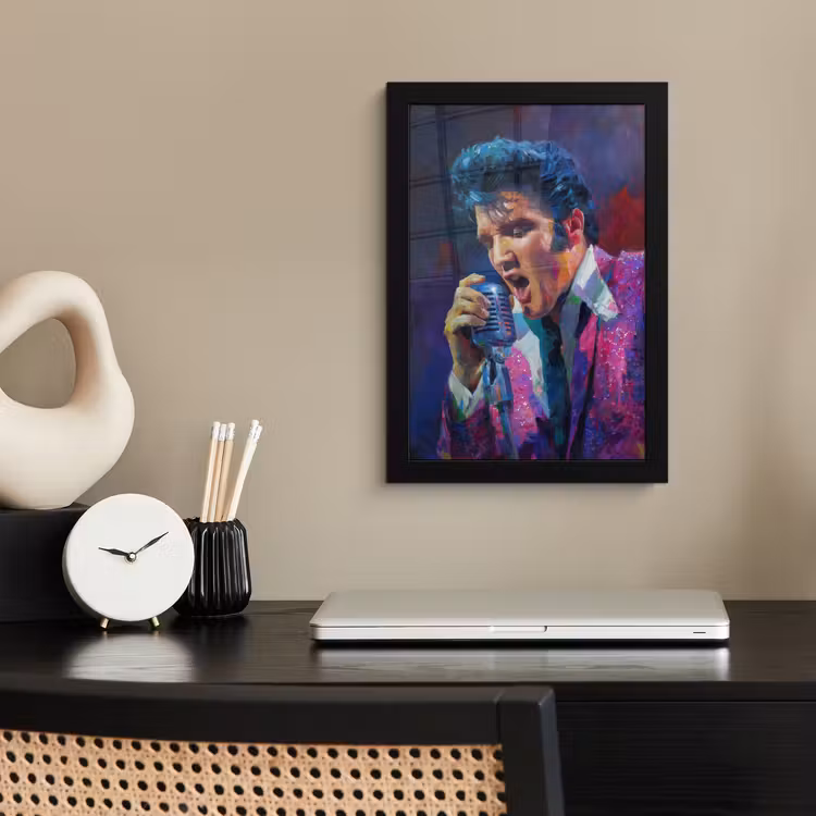 Poster avec cadre - Expressive - Microphone - Violet — 3