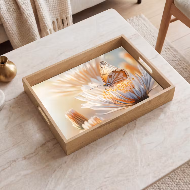 Plateau - Papillon - Fleur - Orange — 2