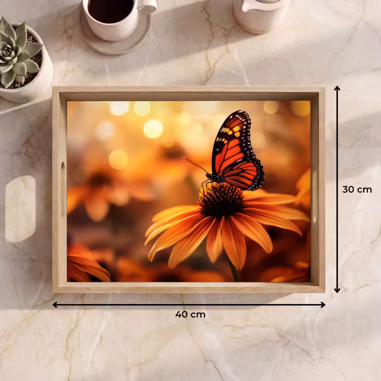 Plateau - Papillon - Fleurs - Orange — 9