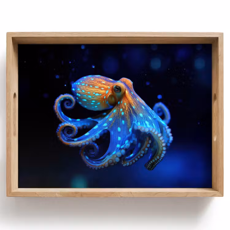 Plateau - Pieuvre - Points - Bleu - Mer — 1