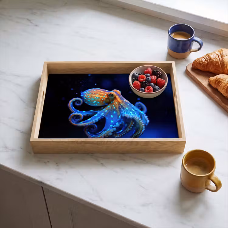 Plateau - Pieuvre - Points - Bleu - Mer — 4
