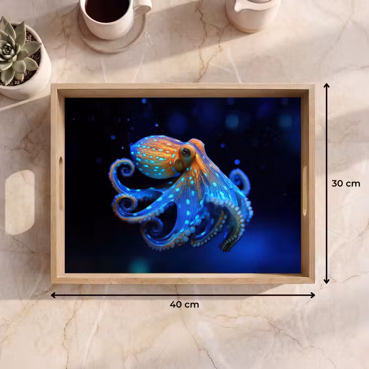 Plateau - Pieuvre - Points - Bleu - Mer — 9