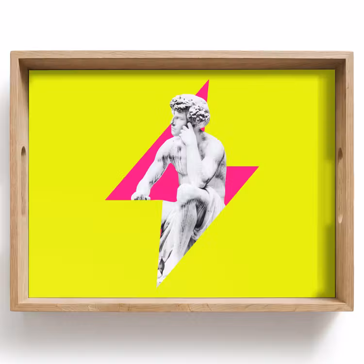 Plateau - Statue - Homme - Eclair - Jaune — 1