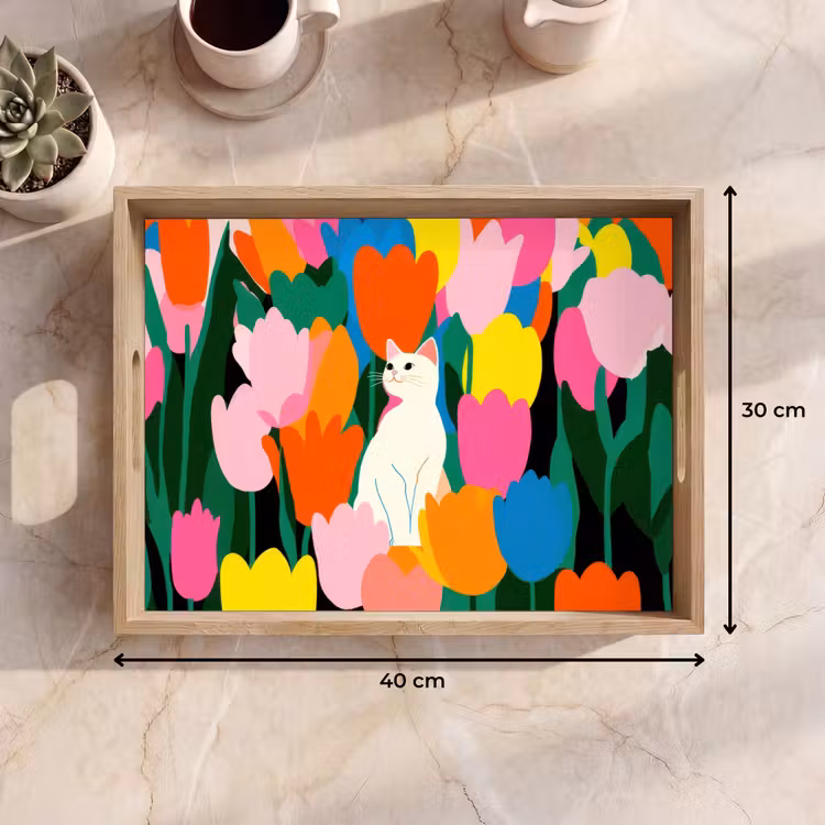 Plateau - Tulipes - Chat - Coloré — 9