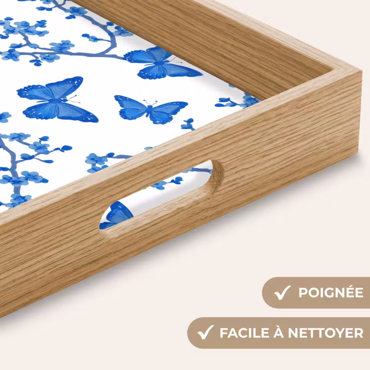 Plateau - Papillon - Fleurs - Bleu — 5