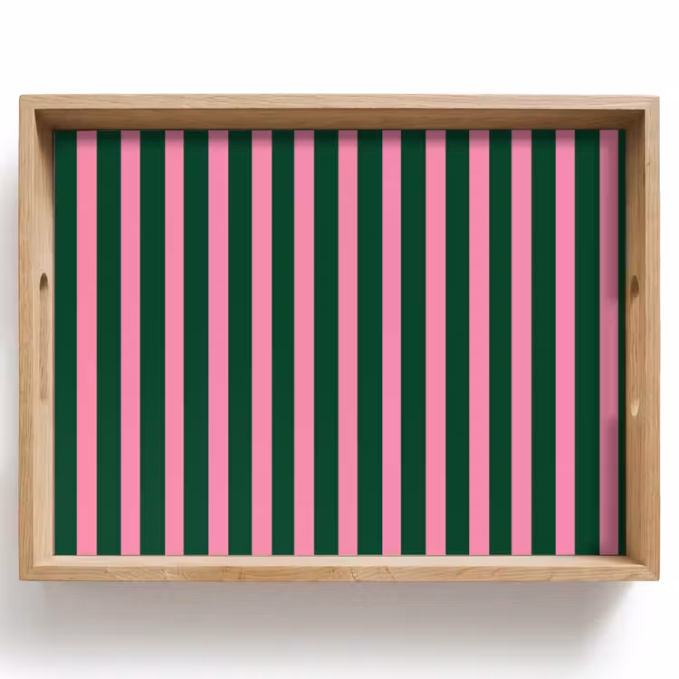 Plateau - Rayures verticales - Vert - Rose — 1