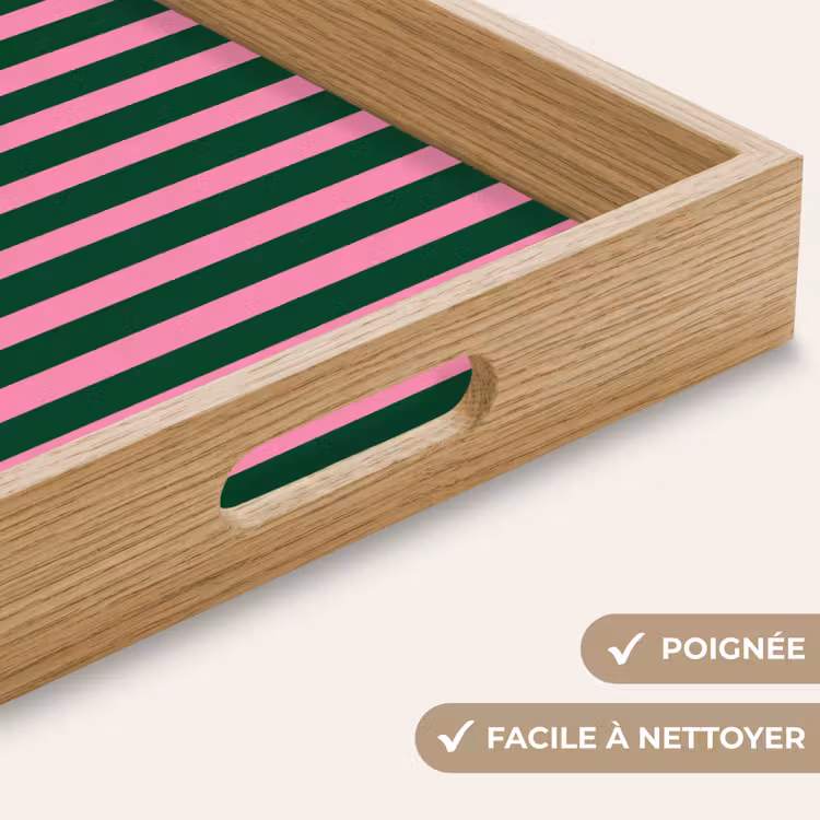 Plateau - Rayures verticales - Vert - Rose — 5