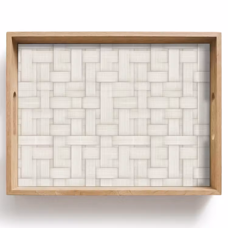 Plateau - Vannerie - Rayures - Beige — 1