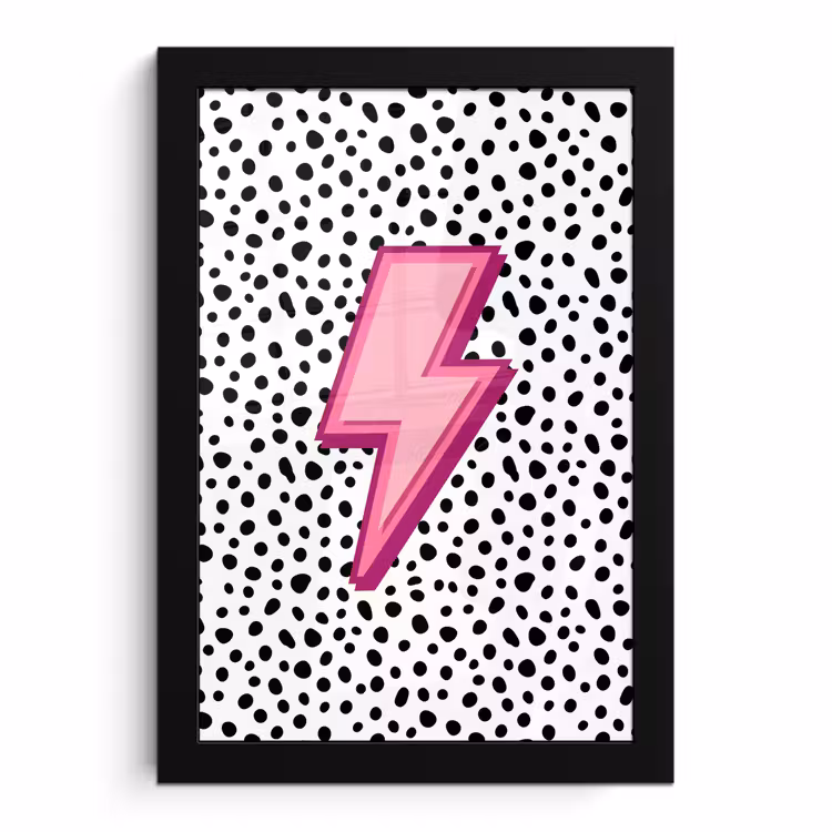 Poster avec cadre - Éclair - Rose - Points — 1
