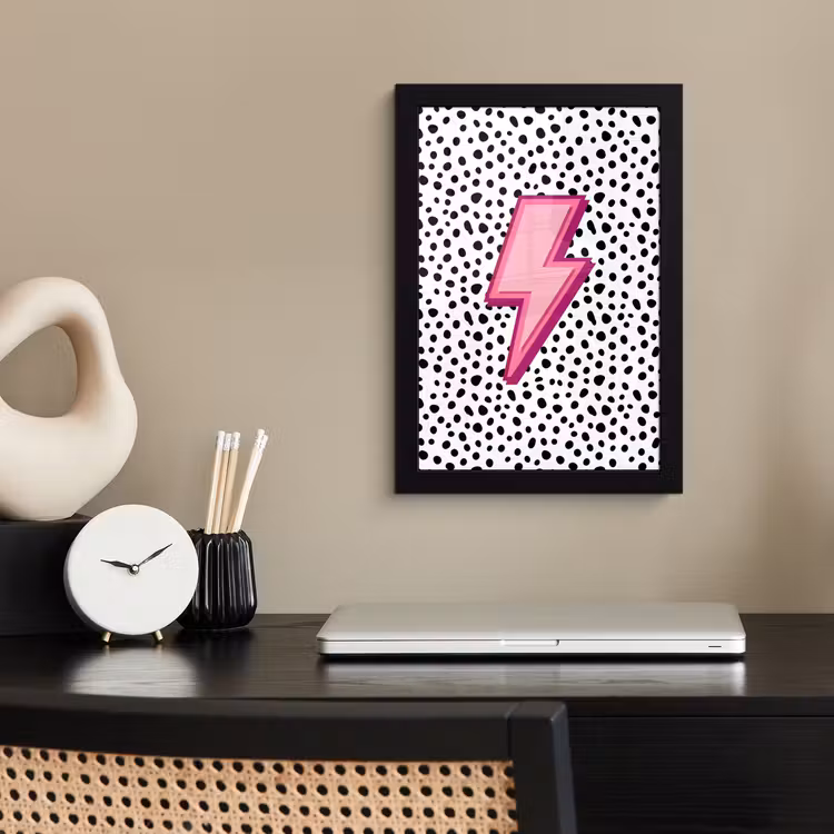 Poster avec cadre - Éclair - Rose - Points — 3