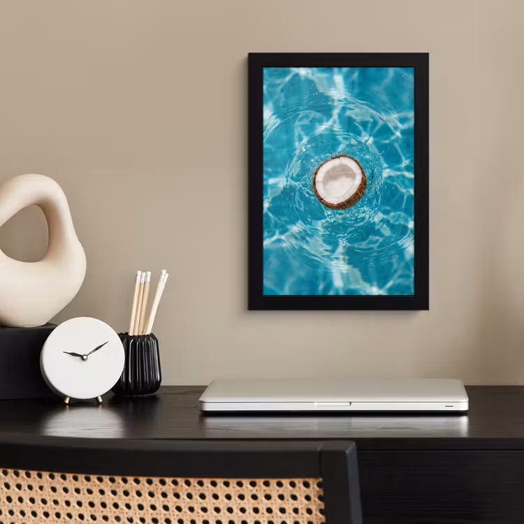 Poster avec cadre - Noix de coco - Eau - Blanc — 3
