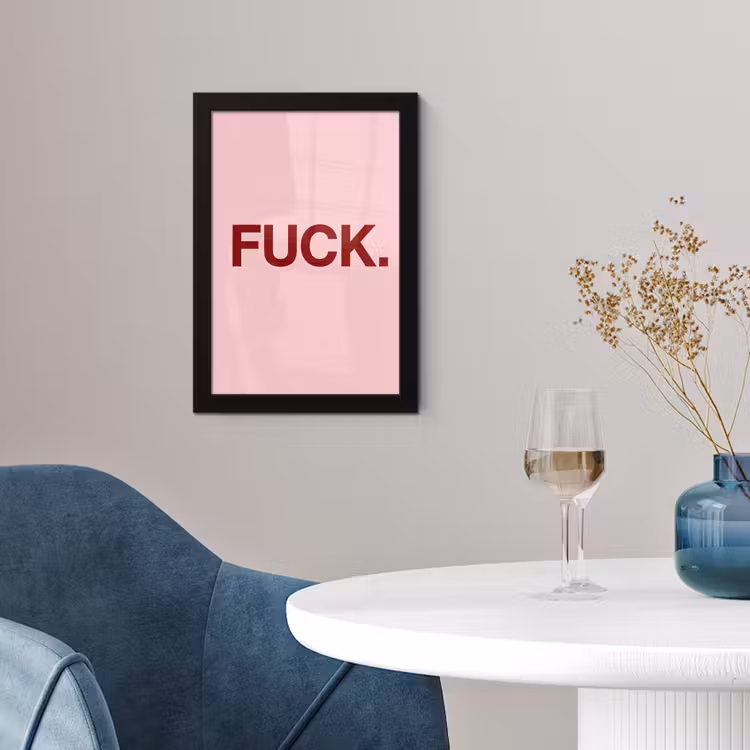 Poster avec cadre - Déclaration - Puissant - Rose — 2