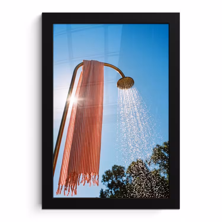 Poster avec cadre - Douche - Eau - Été - Bleu — 1