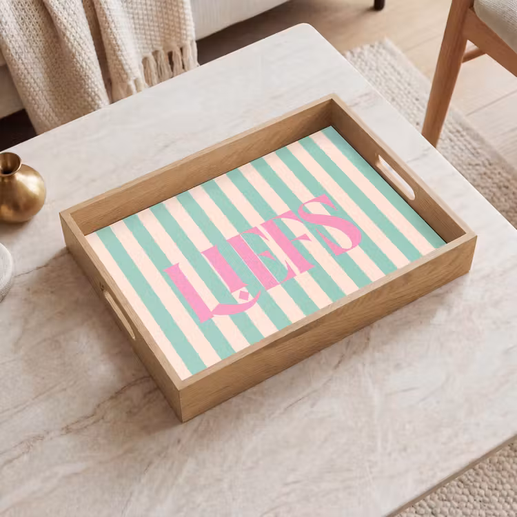 Plateau - Rose - Vert - Rayures - Bisous — 2