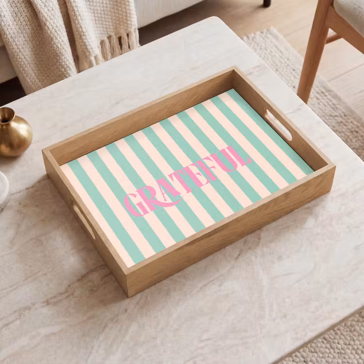 Plateau - Rose - Vert - Rayures - Grateful — 2