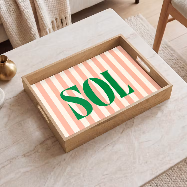 Plateau - Rose pâle - Vert - Rayures - Sol — 2