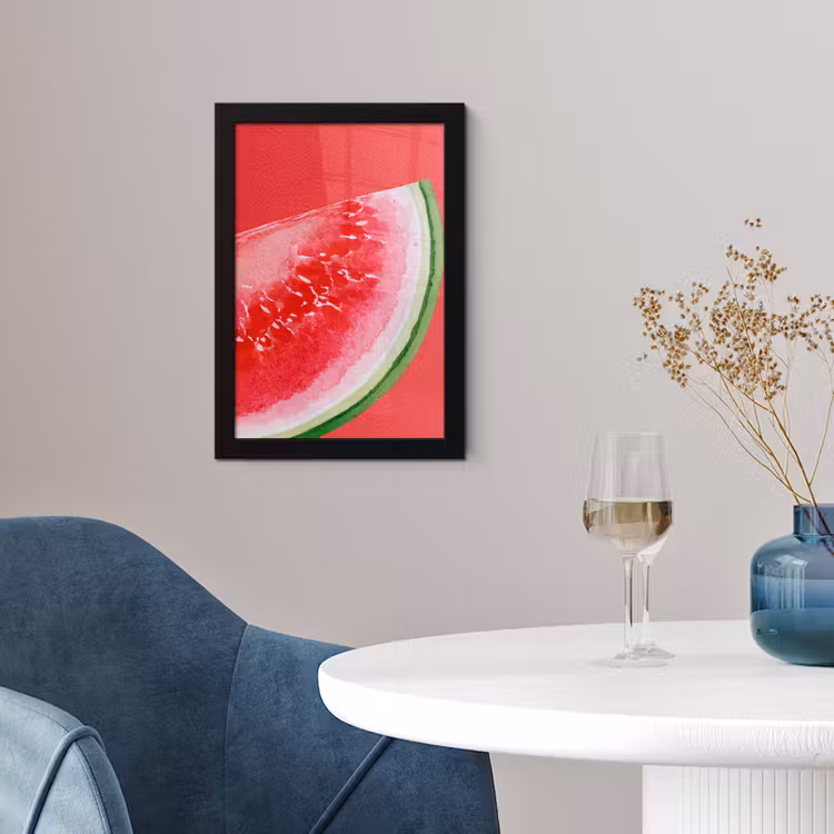 Poster avec cadre - Pastèque - Rouge - Été — 2