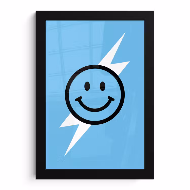 Poster avec cadre - Smiley - Bleu - Eclair — 1