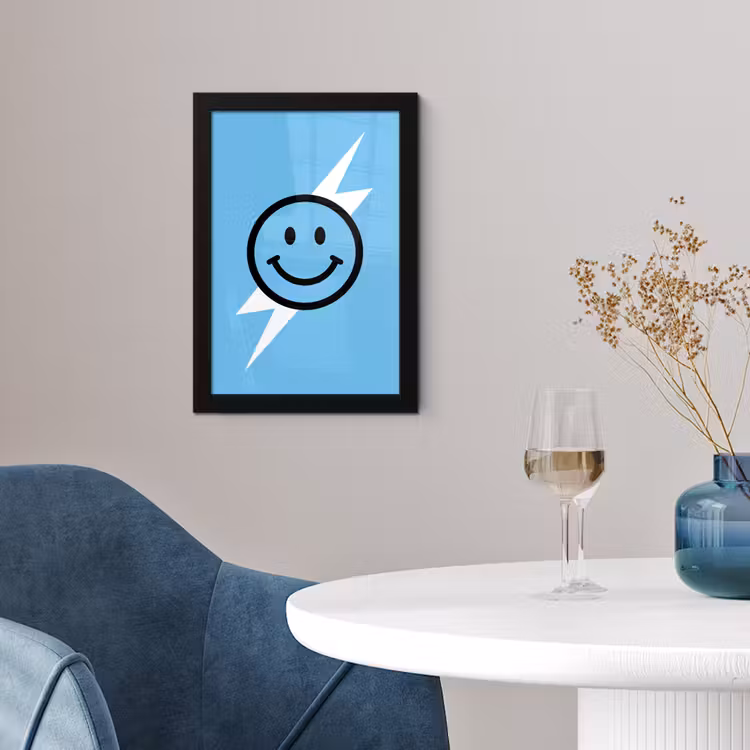 Poster avec cadre - Smiley - Bleu - Eclair — 2