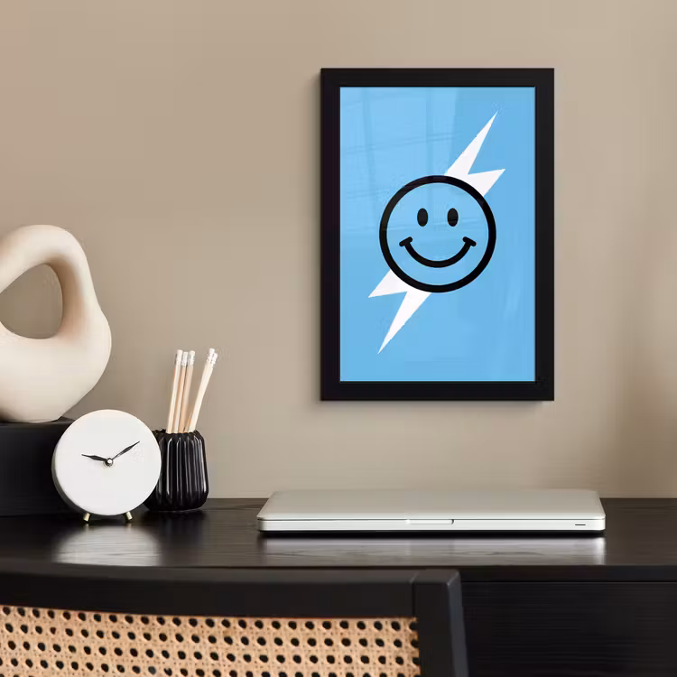 Poster avec cadre - Smiley - Bleu - Eclair — 3
