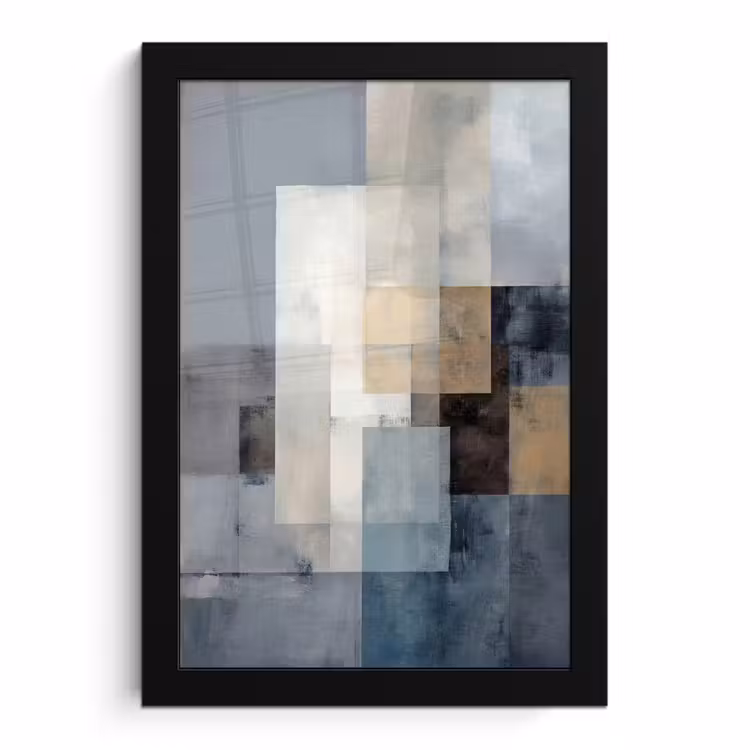 Poster avec cadre - Rectangles - Abstrait - Bleu — 1