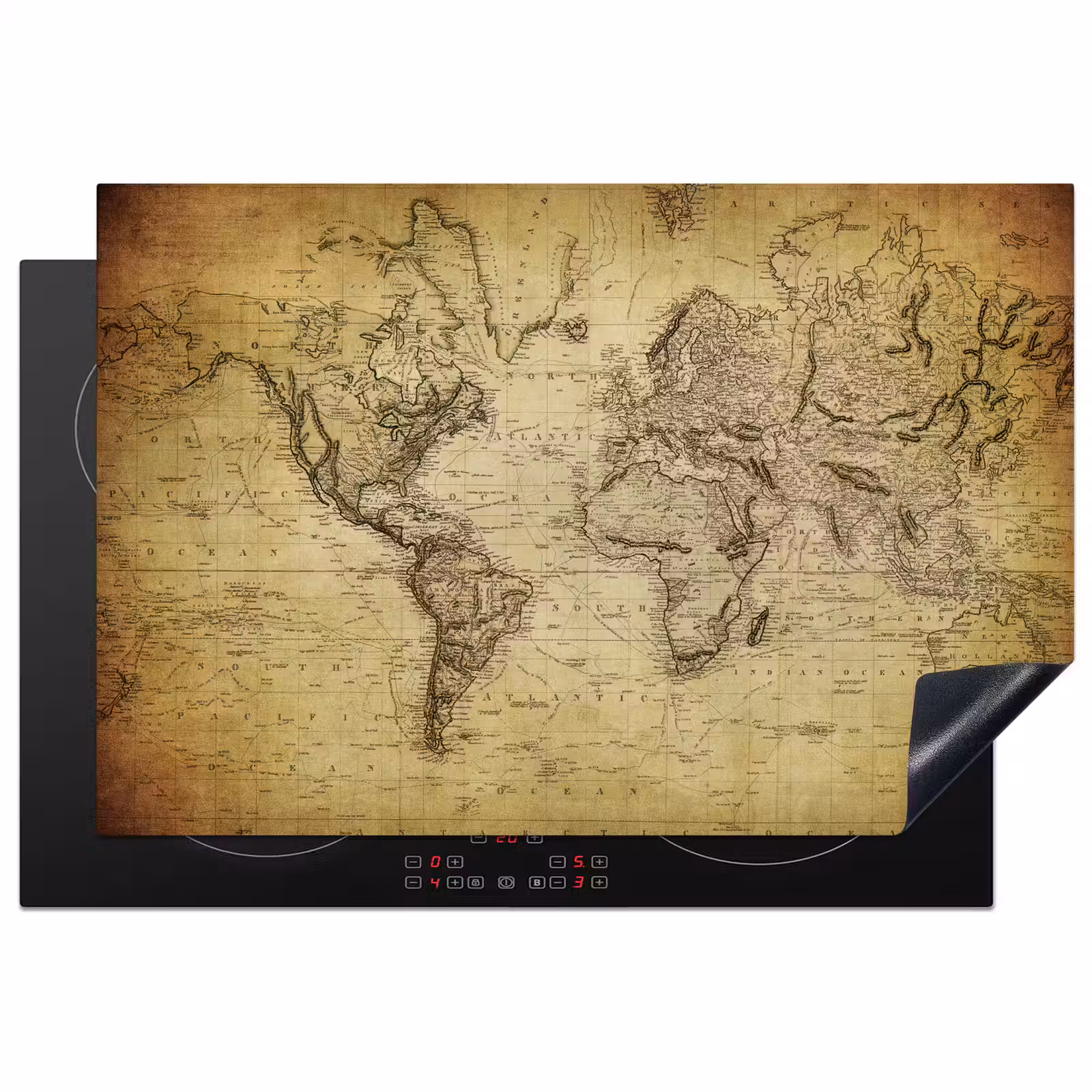Protection plaque induction - Carte du monde - Vintage - Antique - Brun - Papier — 1