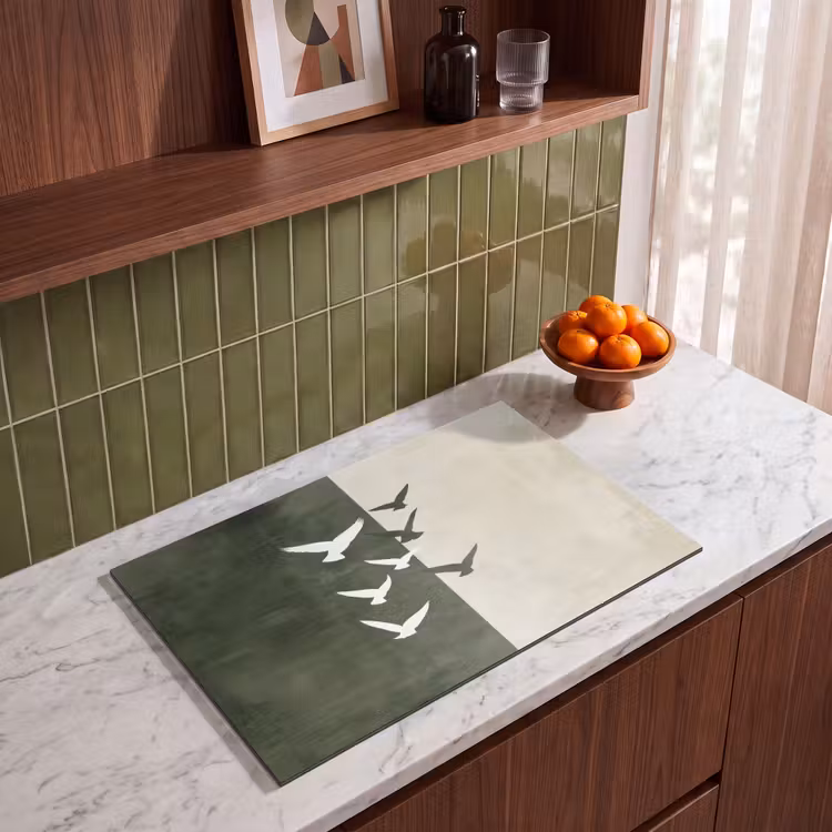 Protection plaque induction - Japandi - Oiseau - Vert — 3