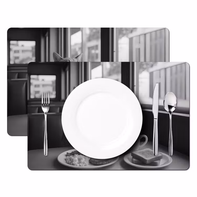 Set de table - Chat - Café - Pain - Noir — 2