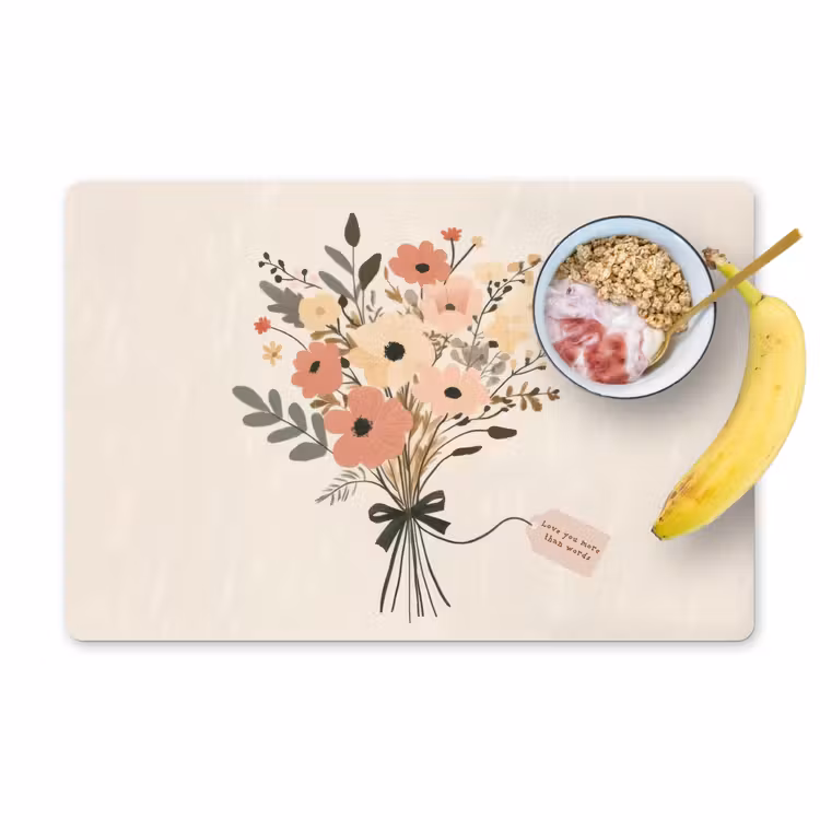 Set de table - Fleurs - Citation - Beige - Ruban — 1