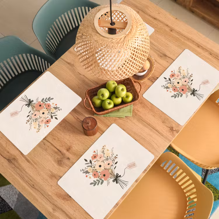 Set de table - Fleurs - Citation - Beige - Ruban — 4