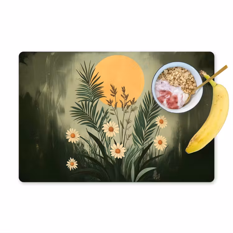 Set de table - Fleurs - Feuilles - Soleil - Vert — 1