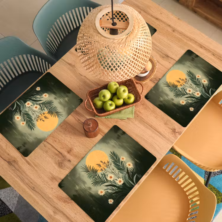 Set de table - Fleurs - Feuilles - Soleil - Vert — 4