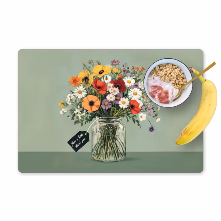 Set de table - Fleurs - Vase - Carte — 1